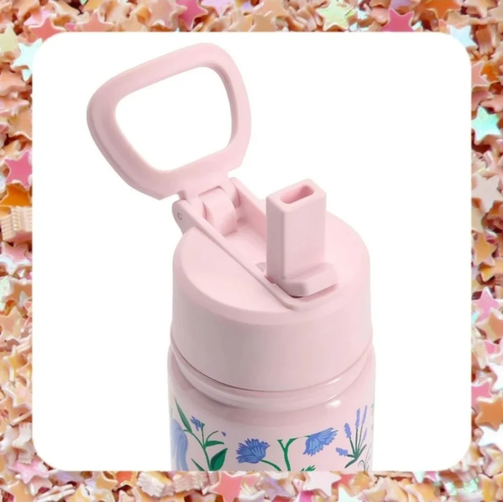 Pottery Barn x Rifle Paper Co. Bramble Fields Pink Flip Straw Water Bottle